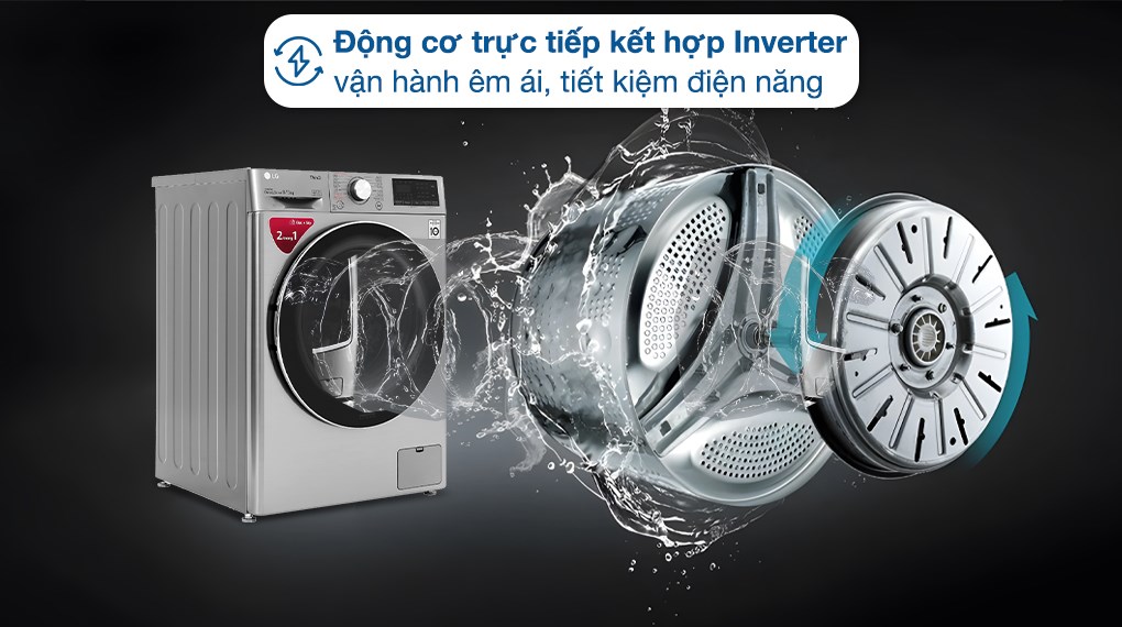 Máy giặt thông minh LG AI DD 9kg+ sấy 5kg FV1409G4V