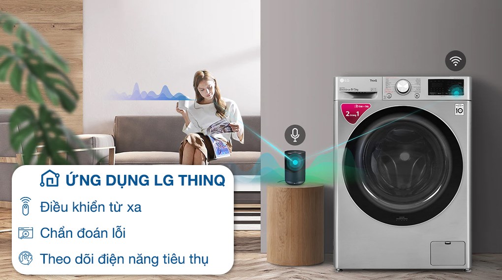 Máy giặt thông minh LG AI DD 9kg+ sấy 5kg FV1409G4V