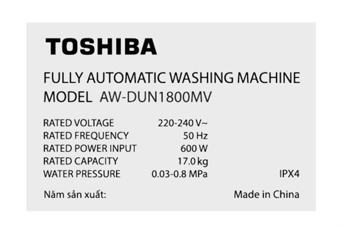 Máy giặt Toshiba Inverter 17 kg AW-DUN1800MV(SG)