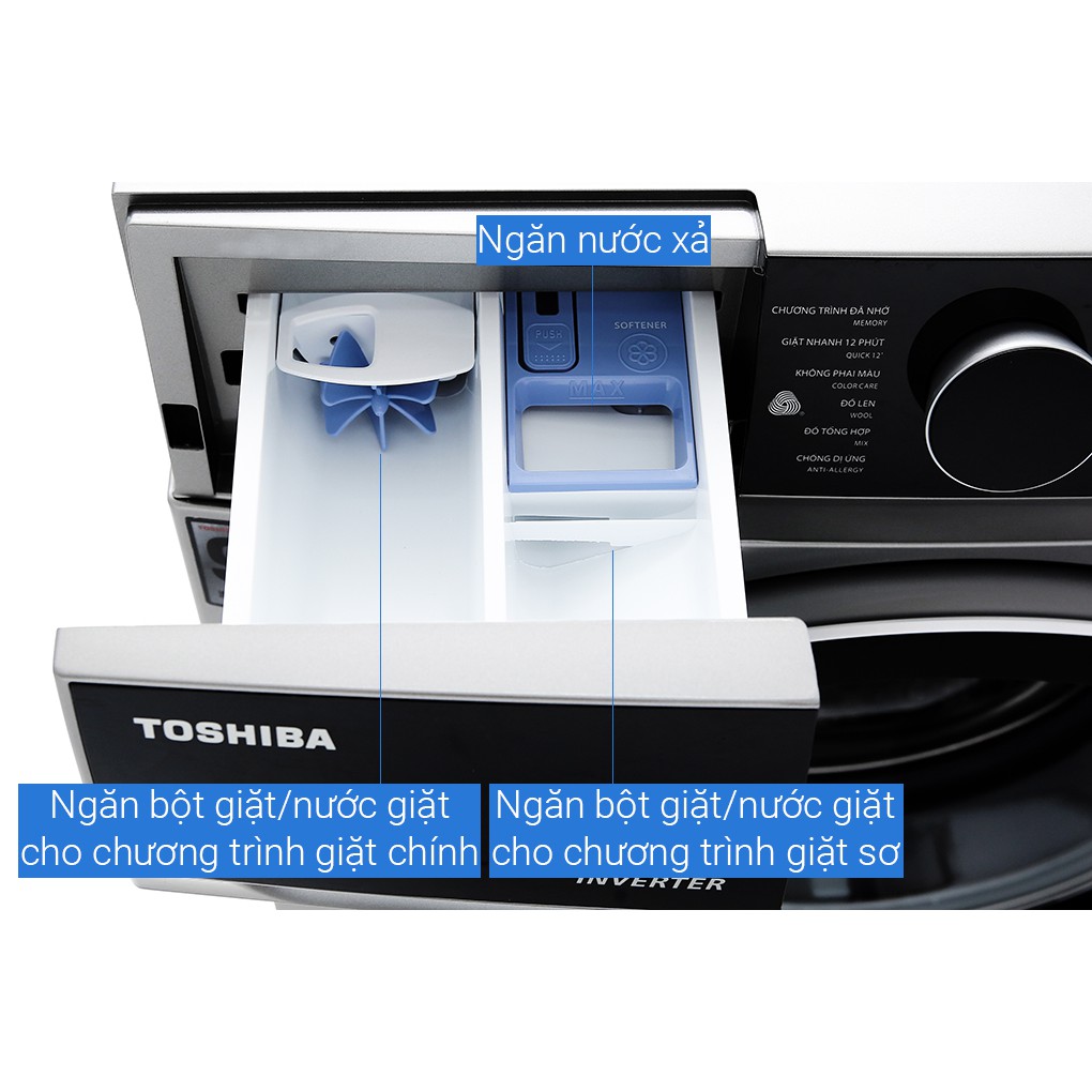 Máy giặt lồng ngang Toshiba Inverter 8,5kg TW-BH95M4V(SK)