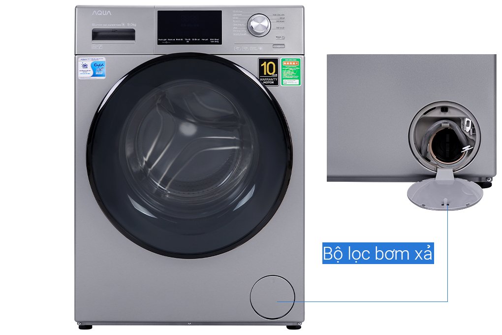 Máy giặt lồng ngang Aqua Inverter 9Kg AQD-DD900F.S