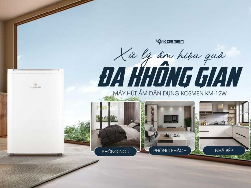 Máy hút ẩm điện tử 12L Kosmen KM-12W