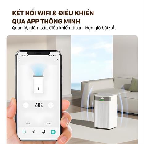 Máy hút ẩm kết hợp lọc khí 20L Fujihome DH20NW WIFI