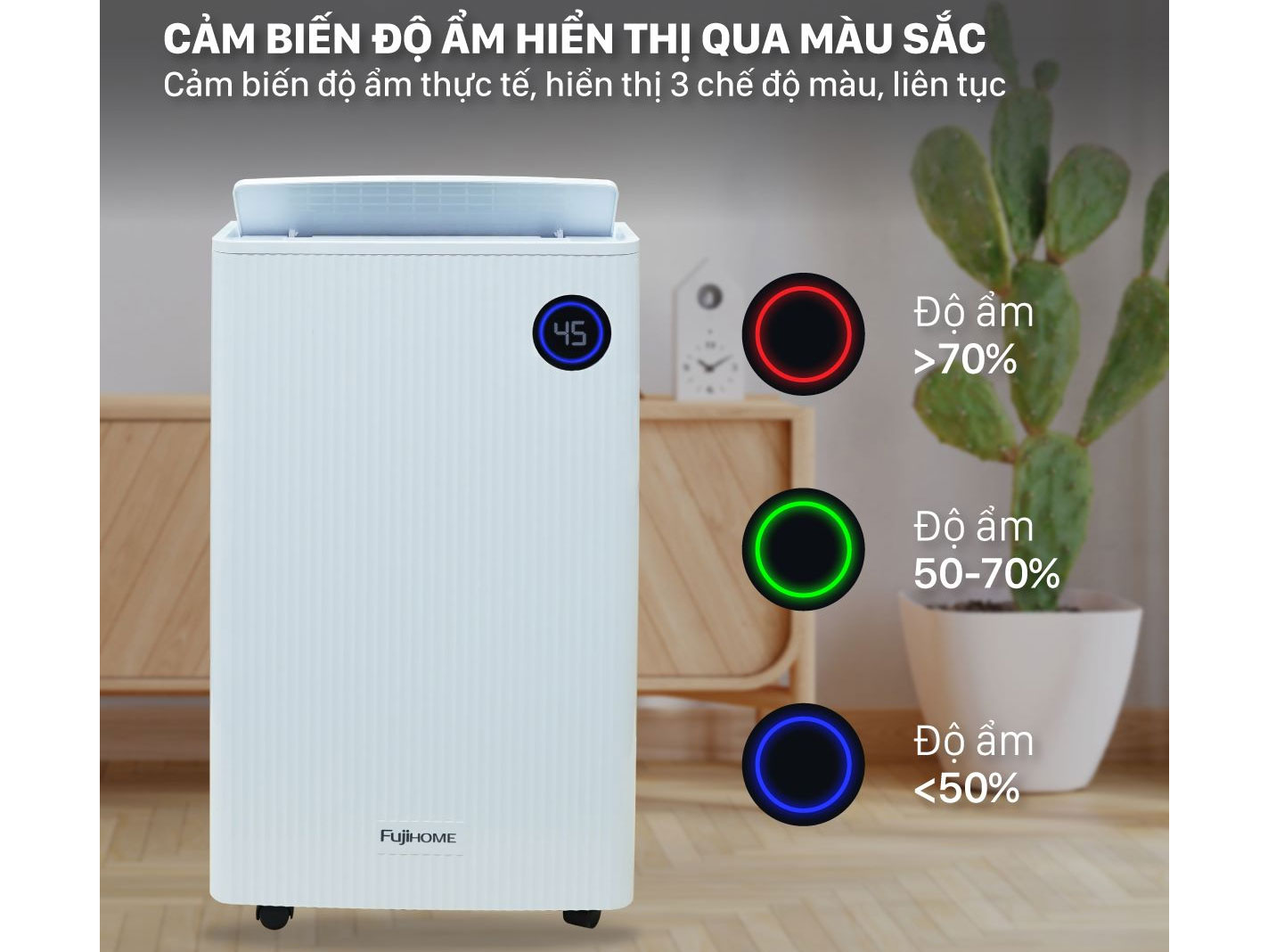 Máy hút ẩm kết hợp lọc khí 25L FujiHome DH25W-HEPA-NEW WIFI