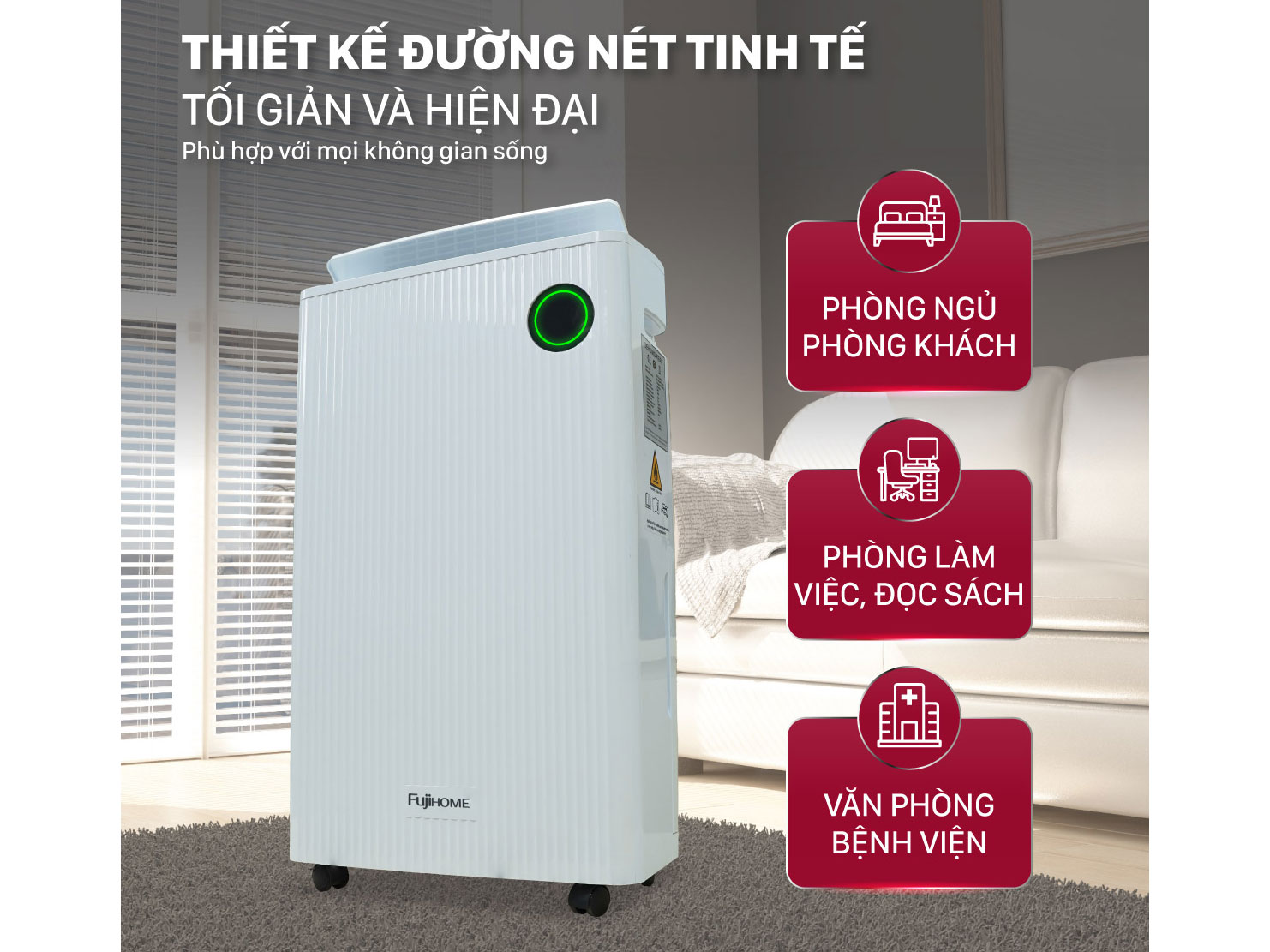 Máy hút ẩm kết hợp lọc khí 25L FujiHome DH25W-HEPA-NEW WIFI