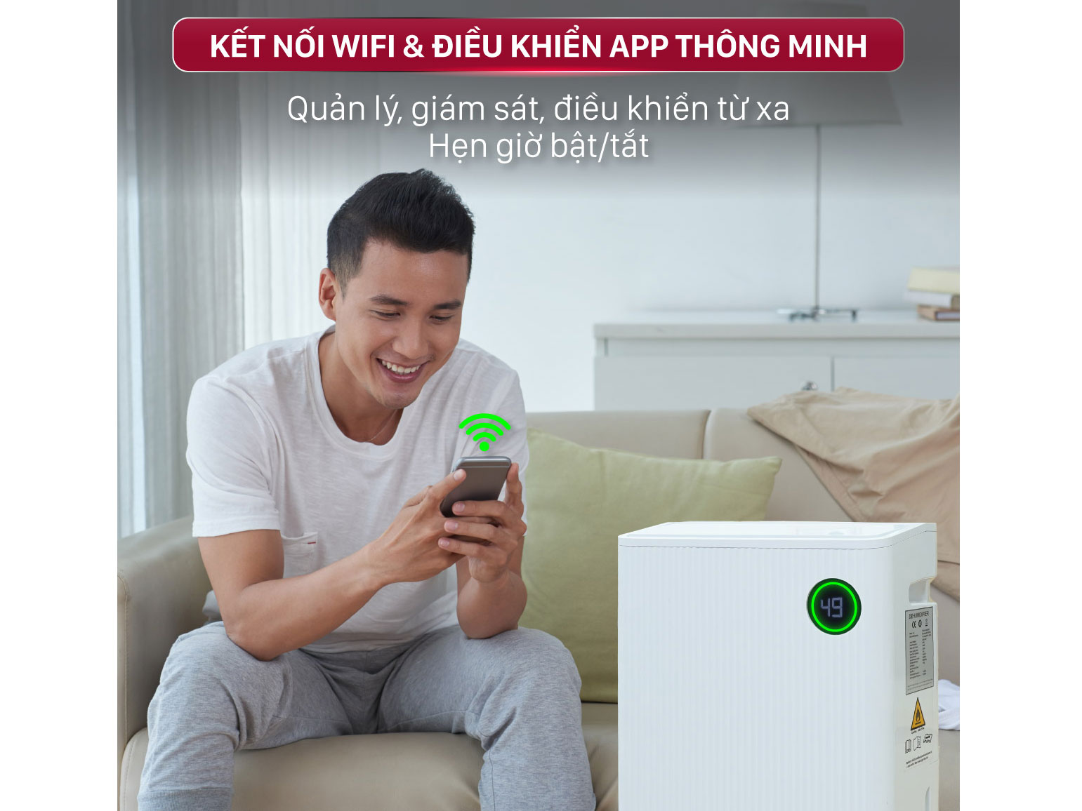 Máy hút ẩm kết hợp lọc khí 25L FujiHome DH25W-HEPA-NEW WIFI