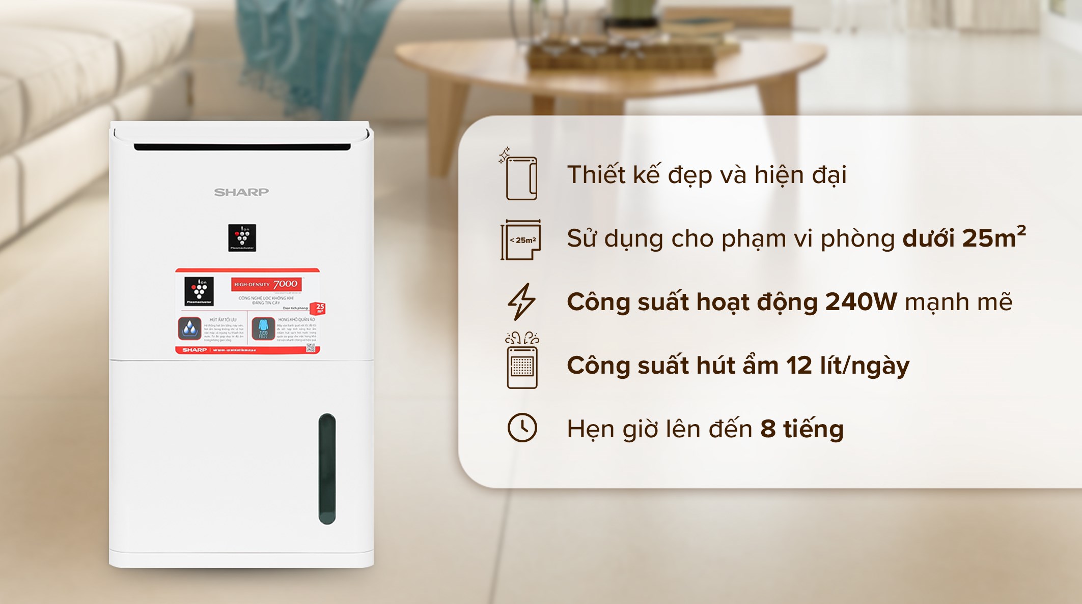 Máy hút ẩm 12L Sharp DW-D12A-W