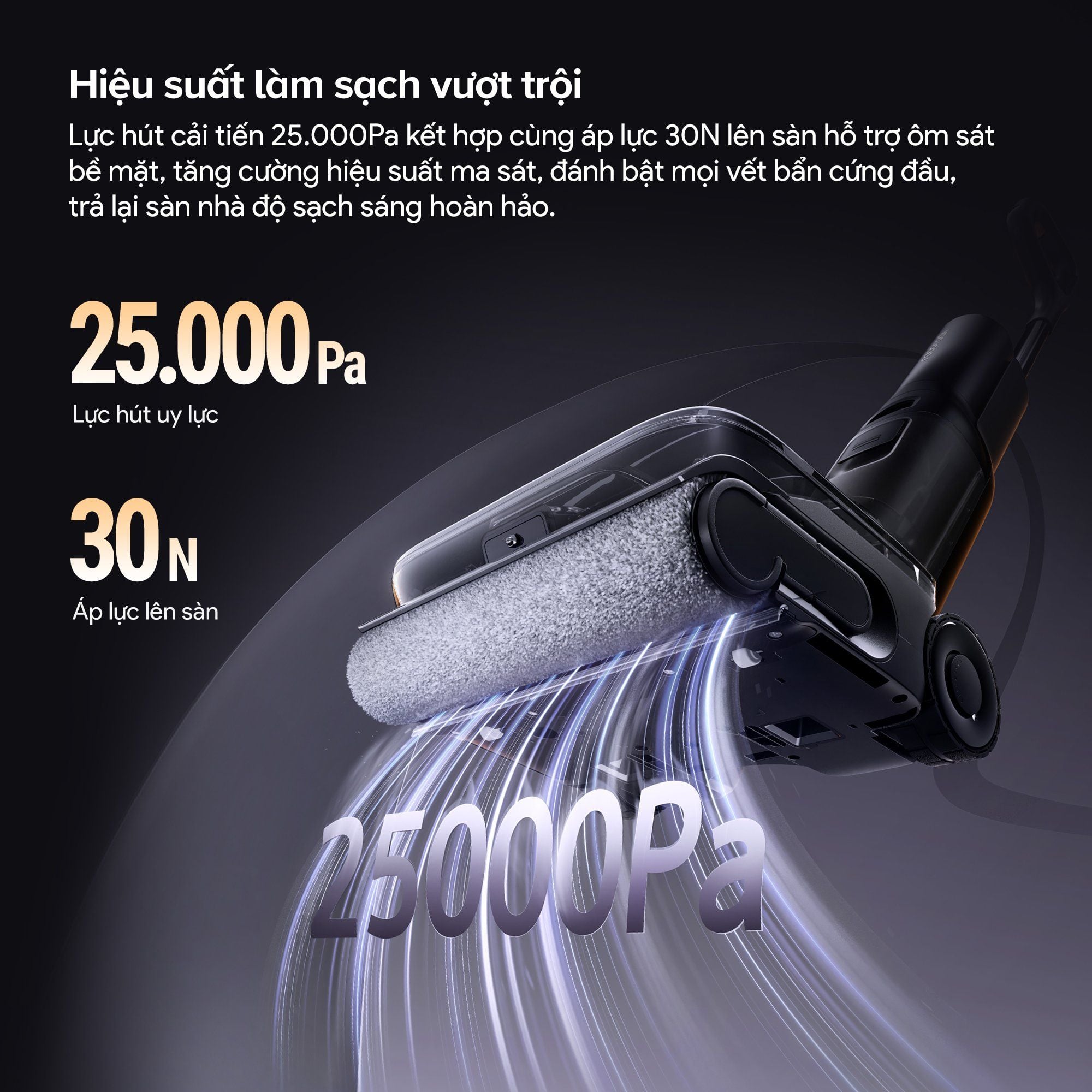 Máy hút bụi cầm tay lau nhà không dây Roborock F25 Ace Pro Đen