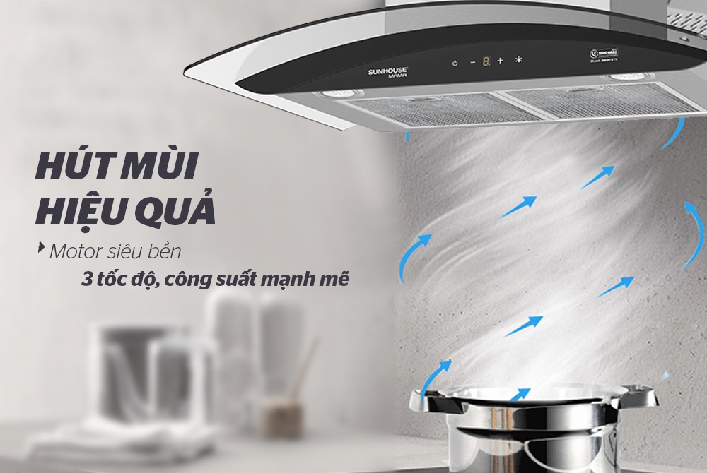 Máy hút mùi cao cấp kính cong Sunhouse Mama MMB6682-70