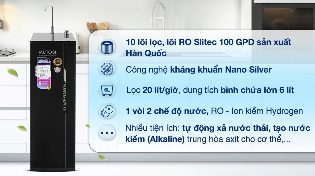 Máy lọc nước ion kiềm Mutosi Hydrogen 10 cấp MP-S1001H