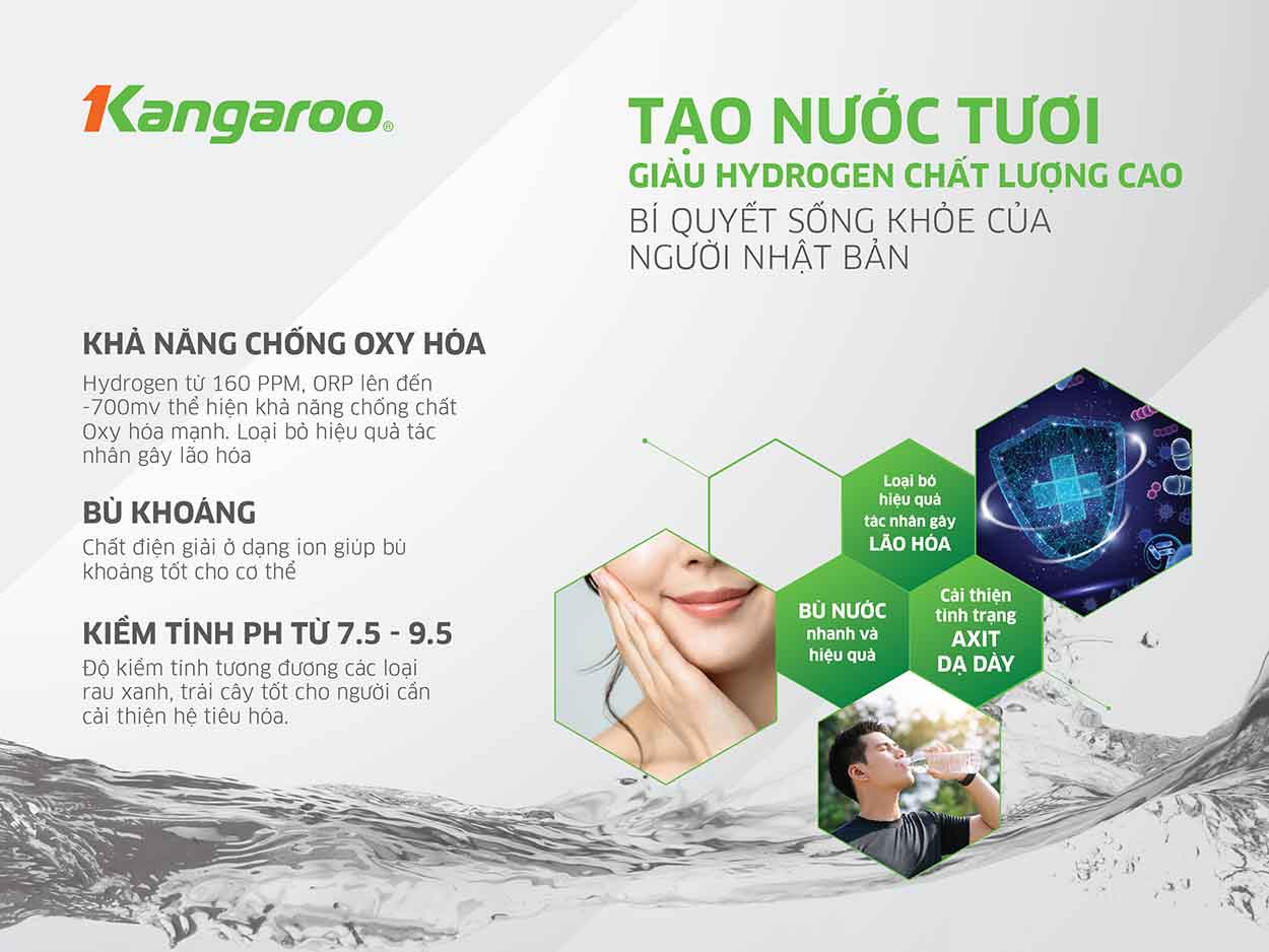 Máy lọc nước Kangaroo 5 cấp Hydrogen KG400HU 60L/h