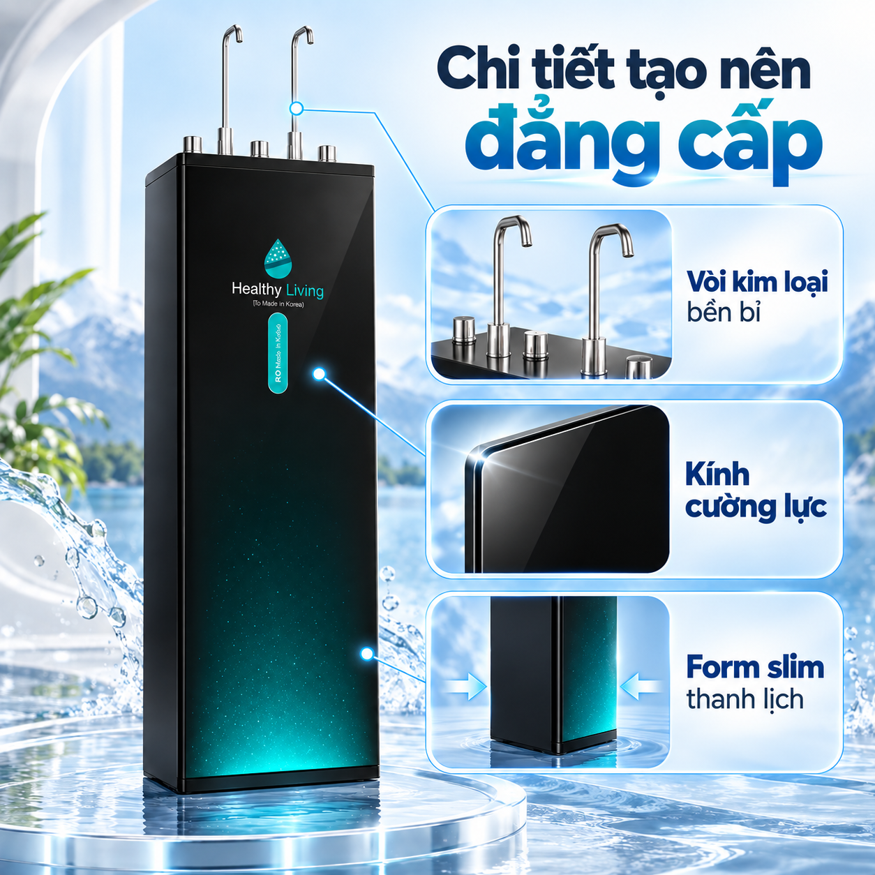 Máy lọc nước nóng lạnh Hydrogen RO 9 cấp Coex WP-7312H