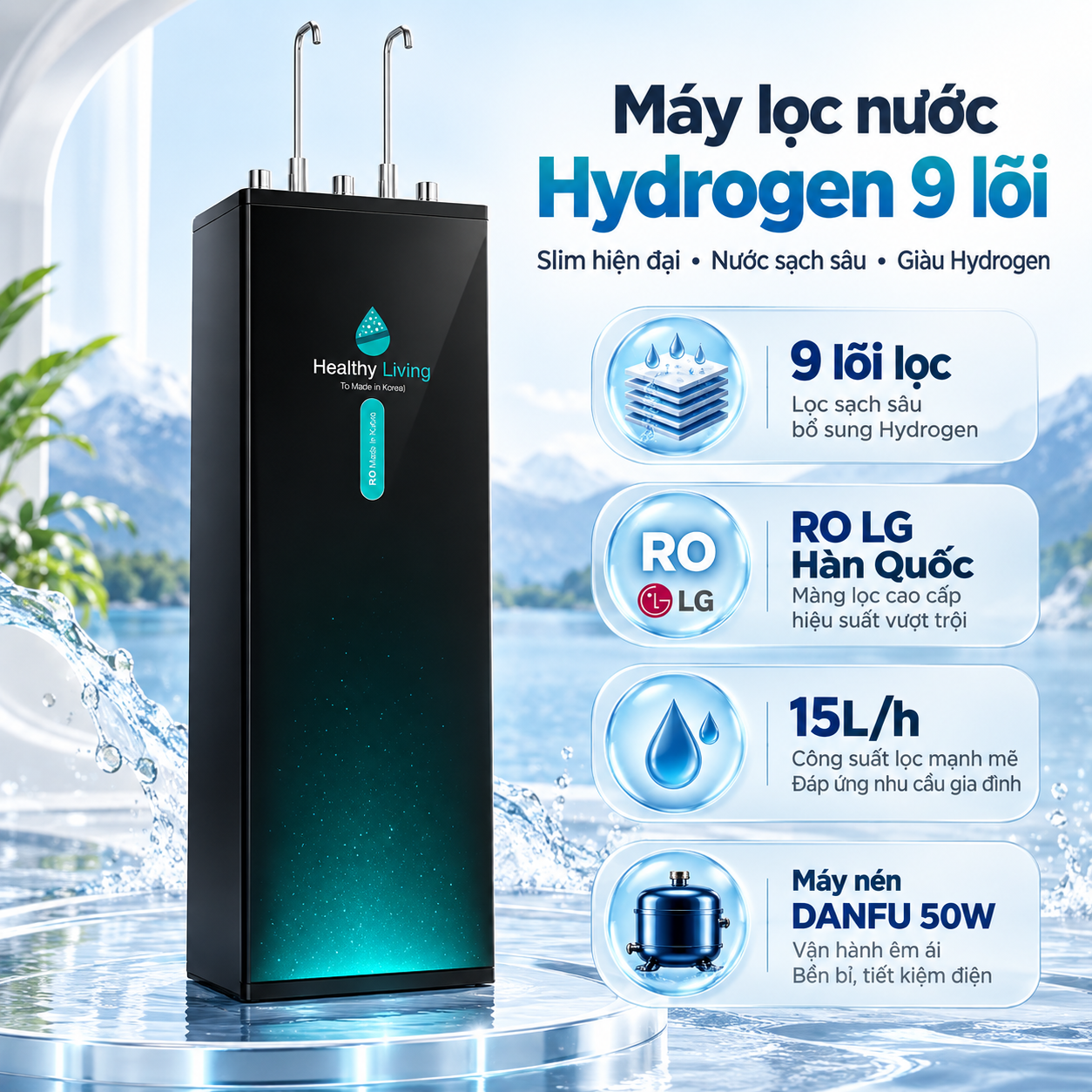 Máy lọc nước nóng lạnh Hydrogen RO 9 cấp Coex WP-7312H