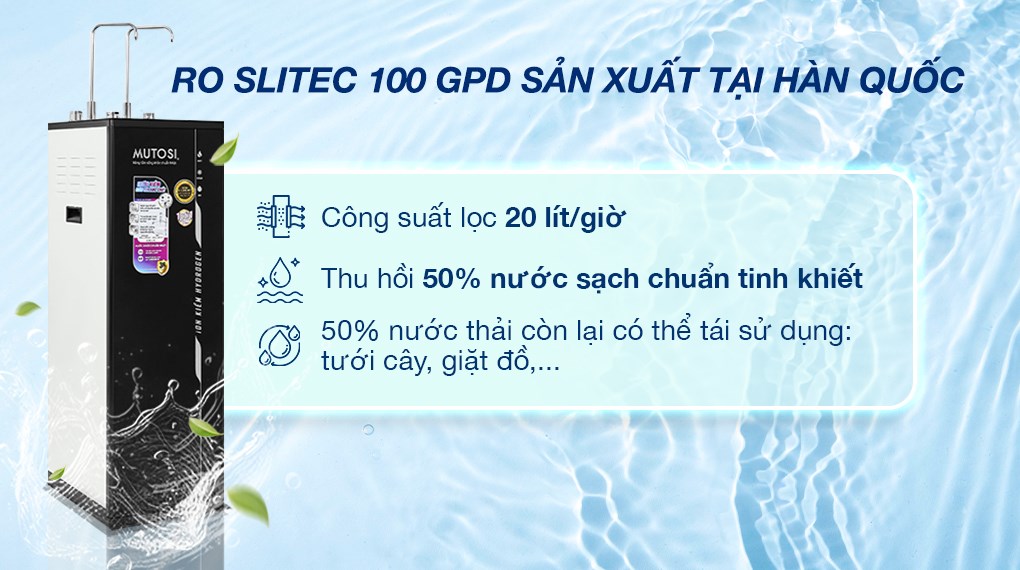 Máy lọc nước nóng lạnh nguội ion kiềm Mutosi Hydrogen 10 cấp MP-S1021H