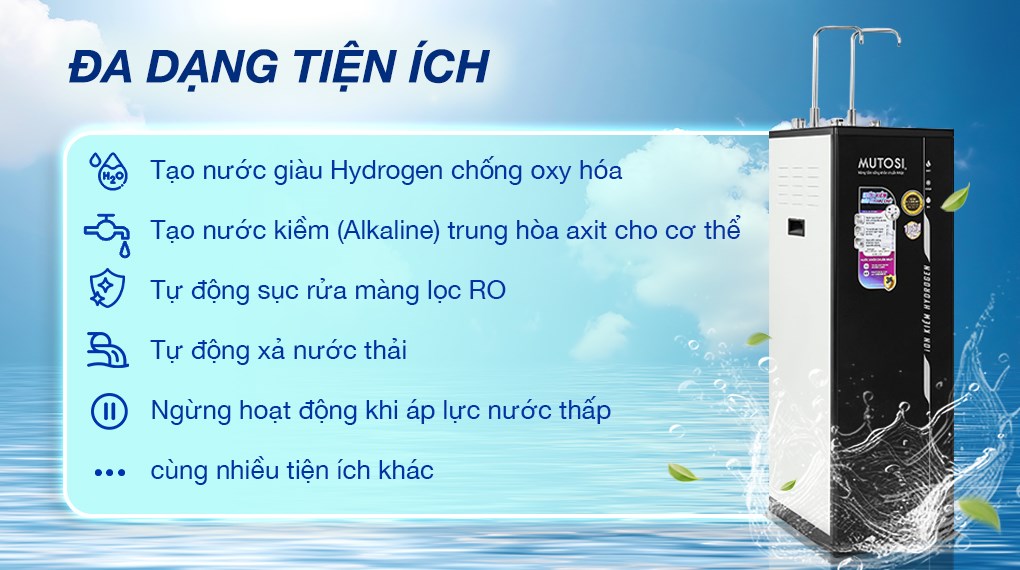 Máy lọc nước nóng lạnh nguội ion kiềm Mutosi Hydrogen 10 cấp MP-S1021H