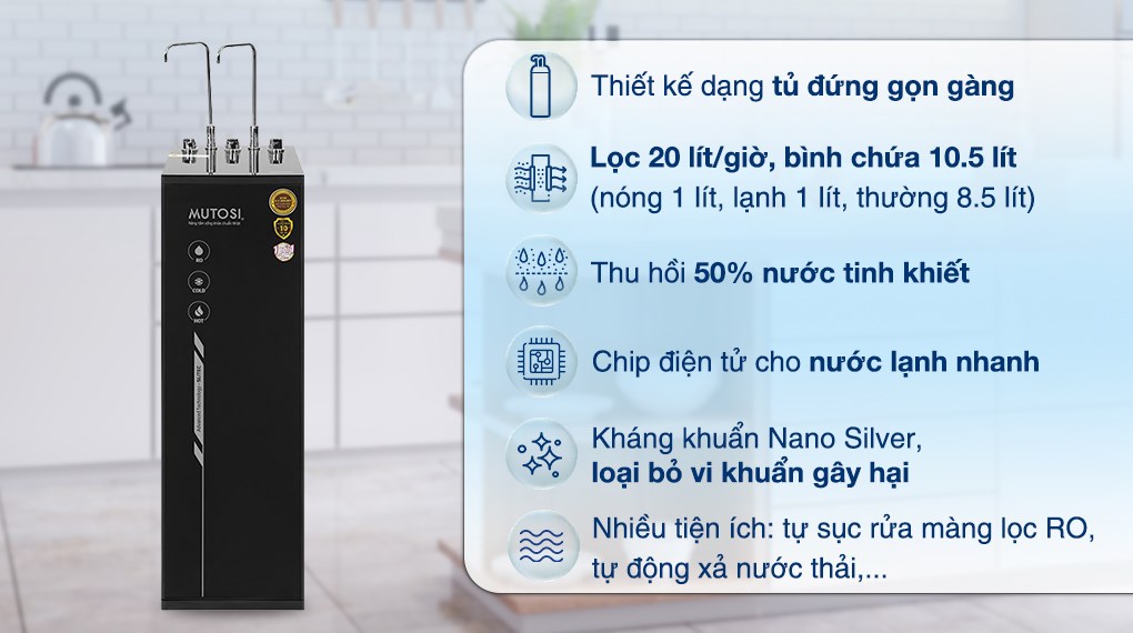 Máy lọc nước nóng lạnh nguội Mutosi RO 10 cấp MP-S1011