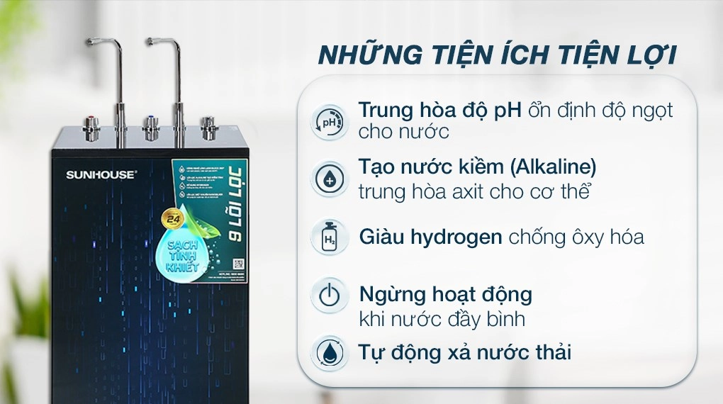 Máy Lọc Nước nóng lạnh Sunhouse RO 9 cấp SHA76215CK