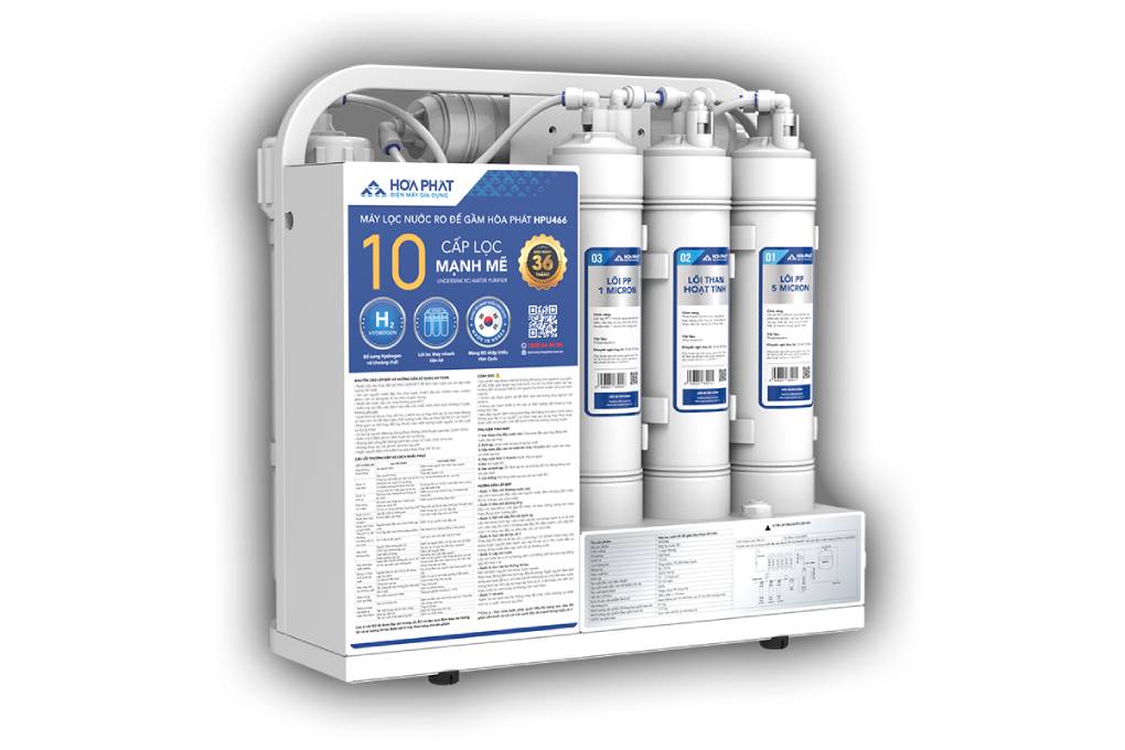 Máy lọc nước RO 10 cấp Hòa Phát HPU466-để gầm