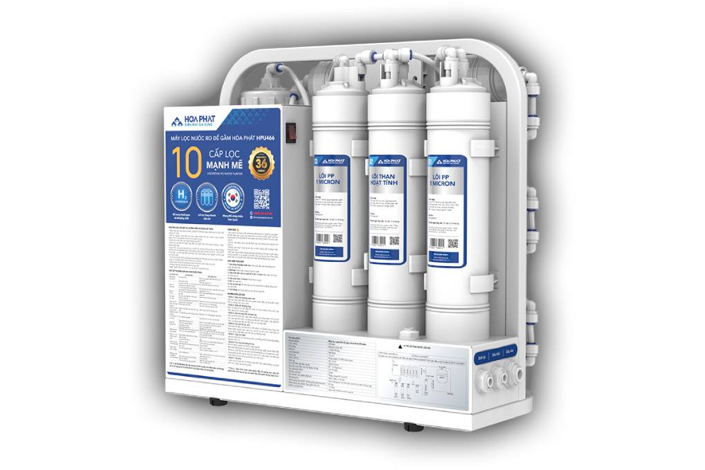Máy lọc nước RO 10 cấp Hòa Phát HPU466-để gầm