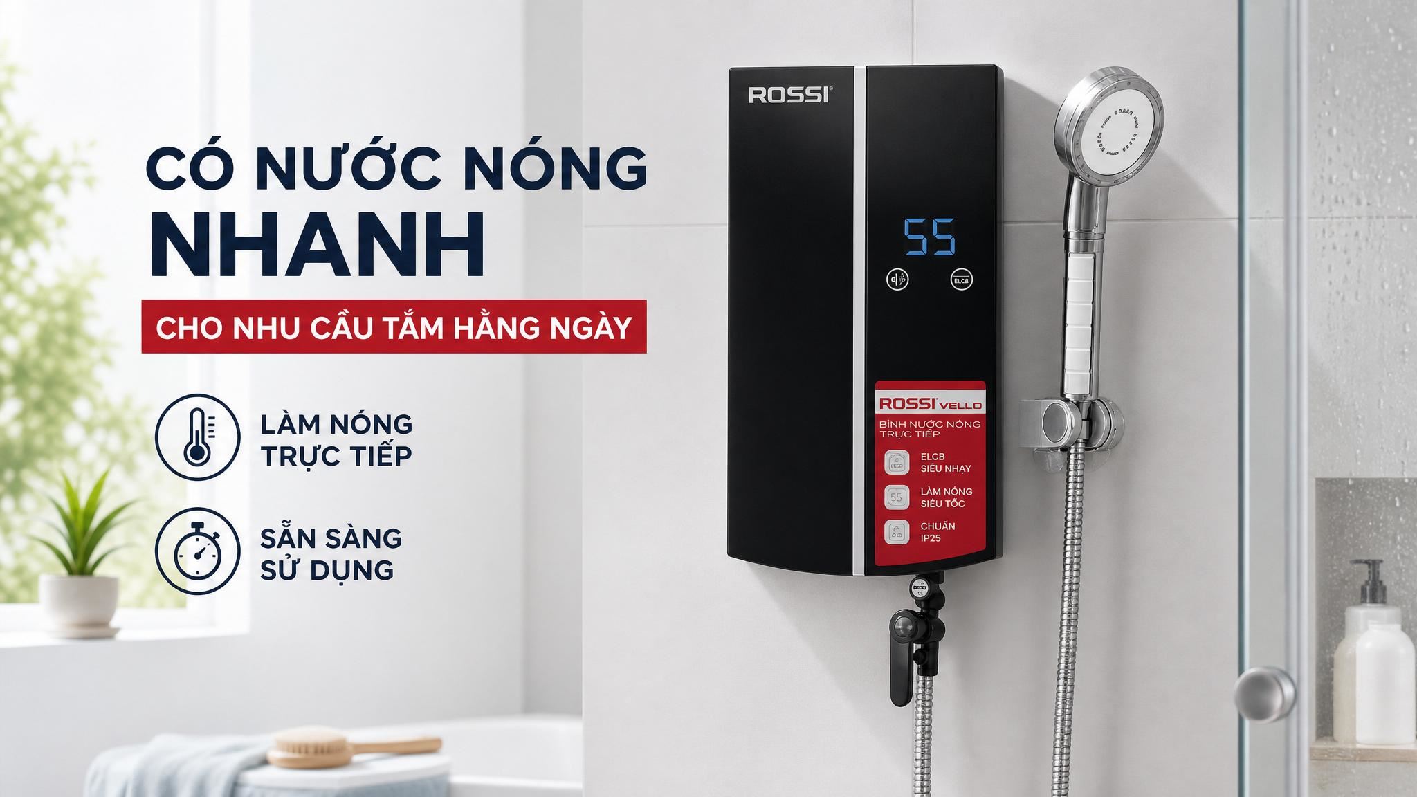 Máy nước nóng trực tiếp Rossi 4,5KW RVO450RE