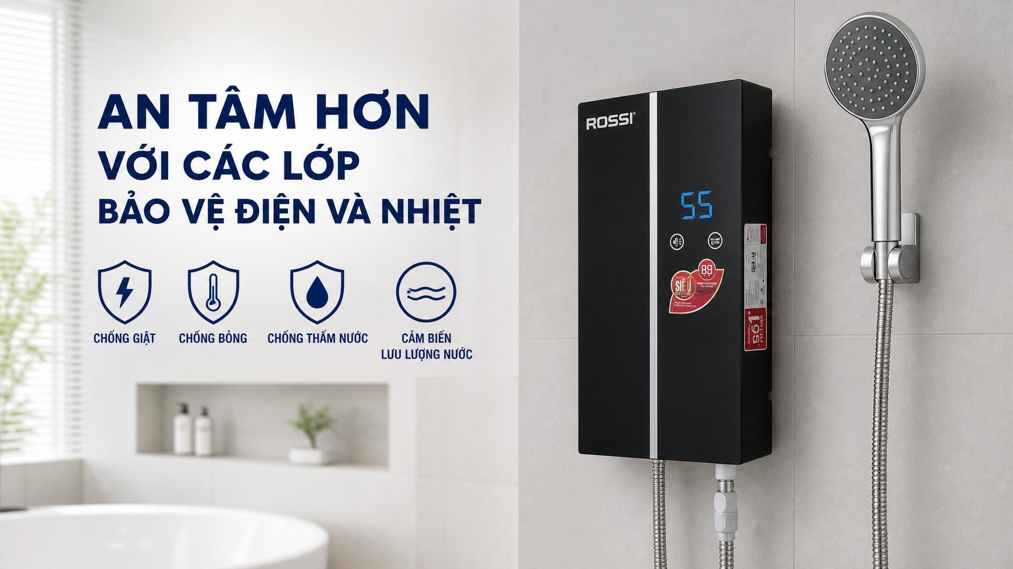 Máy nước nóng trực tiếp Rossi 4,5KW RVO450RE