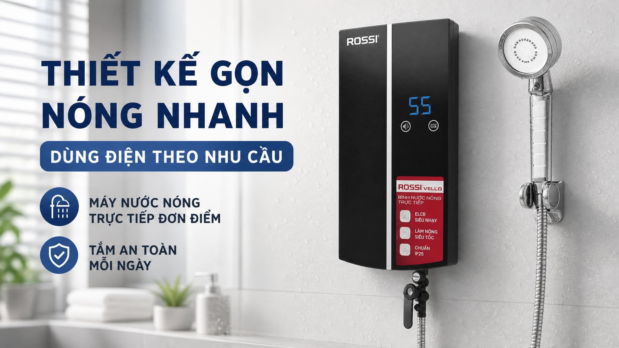 Máy nước nóng trực tiếp Rossi 4,5KW RVO450RE