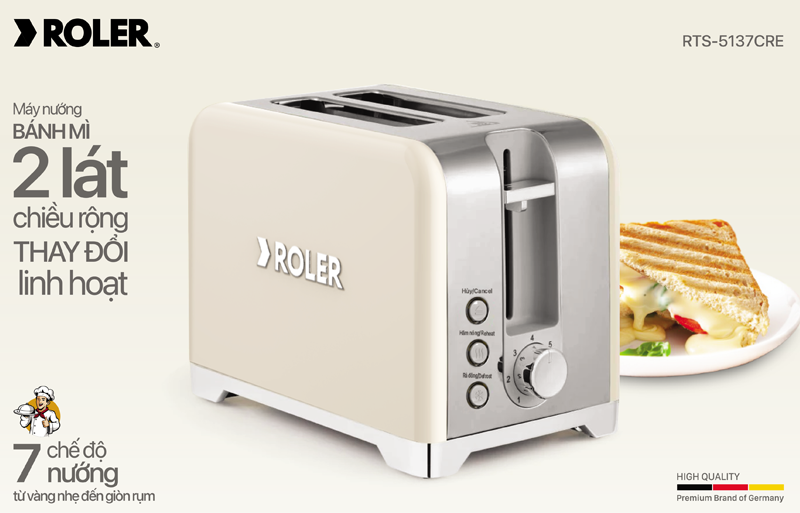Máy nướng bánh mì Roler RTS-5137CRE (Màu kem)
