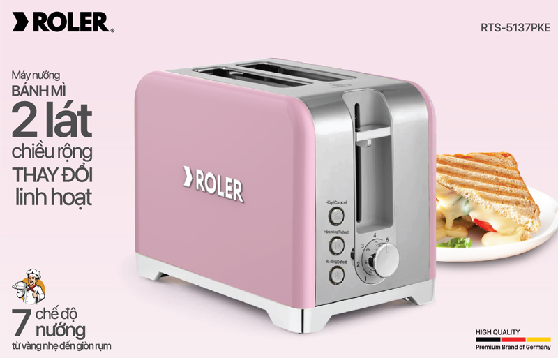 Máy nướng bánh mì Roler RTS-5137PKE (Màu hồng)