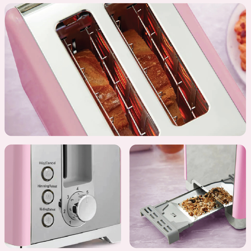 Máy nướng bánh mì Roler RTS-5137PKE (Màu hồng)