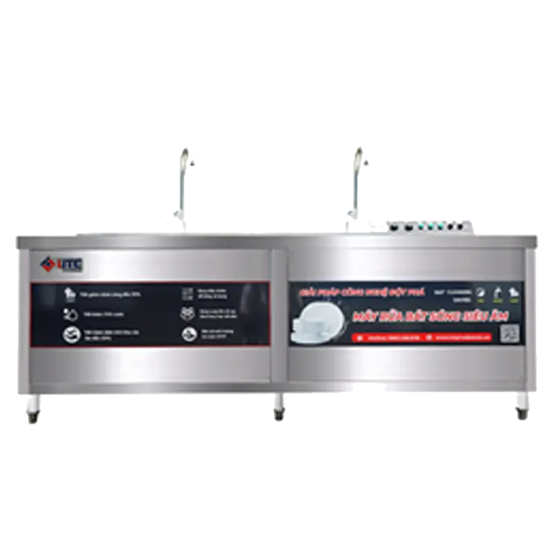 Máy Rửa bát công nghiệp chậu đôi dùng điện 3 pha UTC 9400W