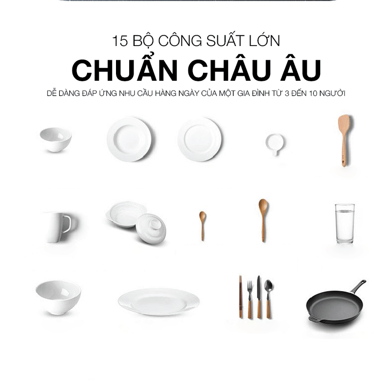 Máy rửa bát sấy khô và mở cửa tự động công nghệ 1 chạm 15 bộ Inverter Roler RDW-5518.3-SG