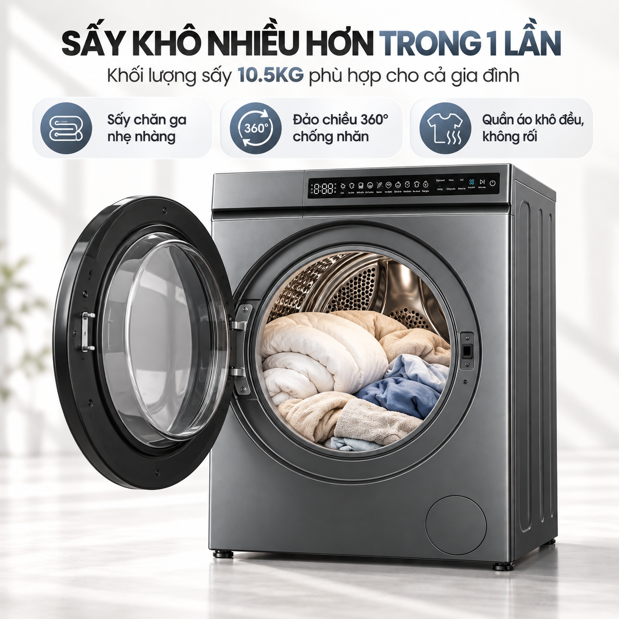 Máy sấy bơm nhiệt AI Heatpump Inverter Coex 10.5 kg CD-1014HPB
