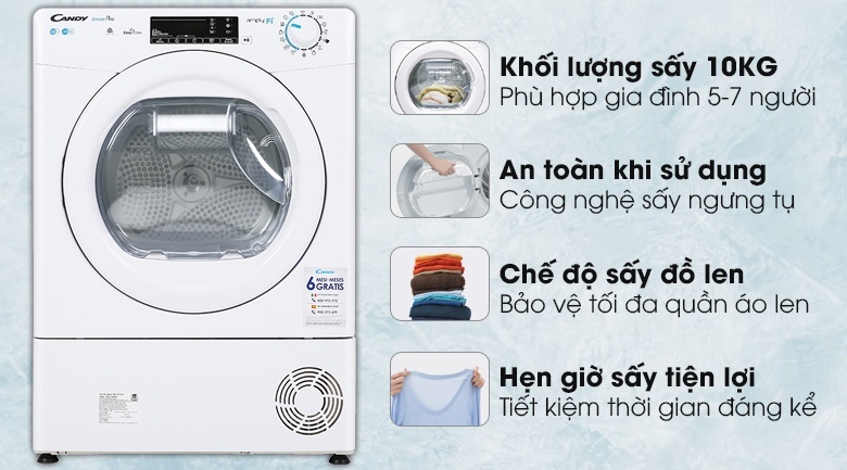 Máy sấy ngưng tụ Candy 10Kg CSO C10TE-S
