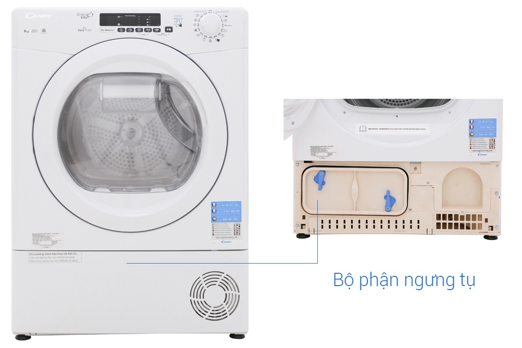 Máy sấy ngưng tụ Candy 9Kg GVS C9DE-S