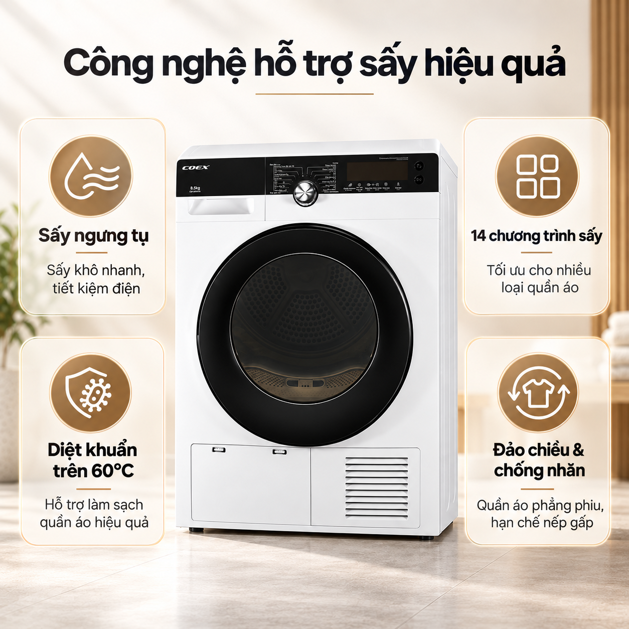 Máy sấy ngưng tụ Coex 8.5 kg CD-80CWB
