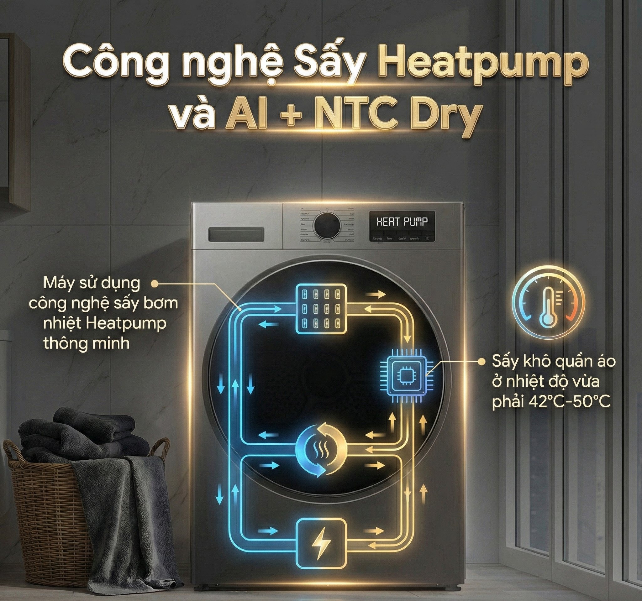Máy sấy quần áo bơm nhiệt Heatpump Inverter Coex CD-1013HPG