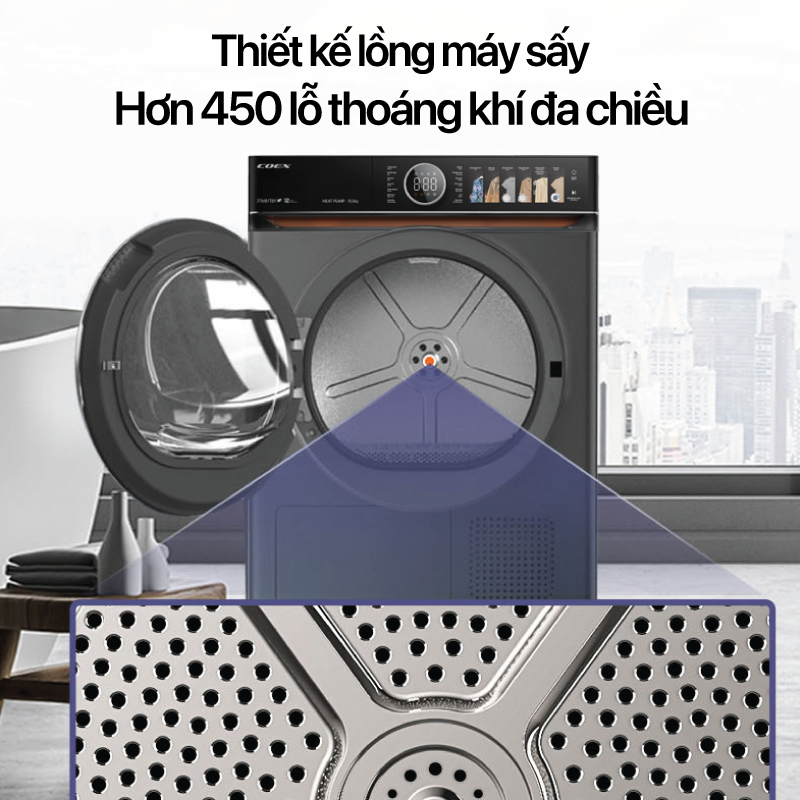 Máy sấy THÔNG MINH AI Heat Pump inverter 10.5 KG COEX - COEX CD-10HPBDS
