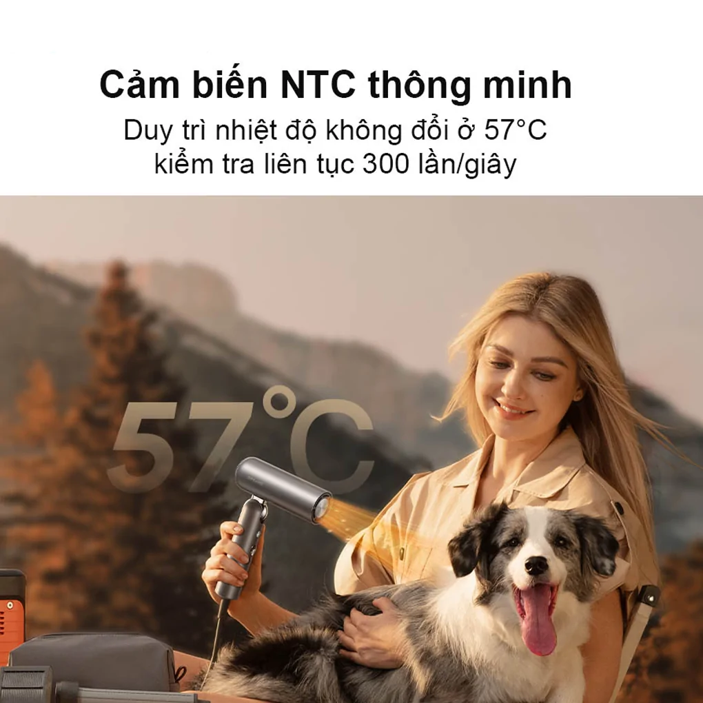 Máy sấy tóc 1300W Dreame Hair Pocket-vàng titan