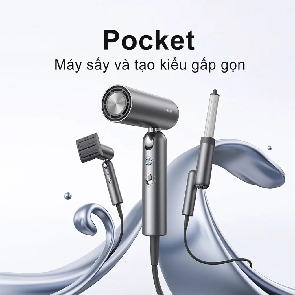Máy sấy tóc 1300W Dreame Hair Pocket-xám bạc