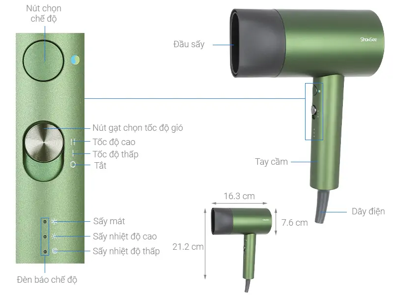 Máy sấy tóc 1800W Showsee A5-G