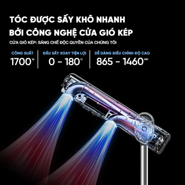 Máy sấy tóc đứng 1700W Vietnamrobovac A4D