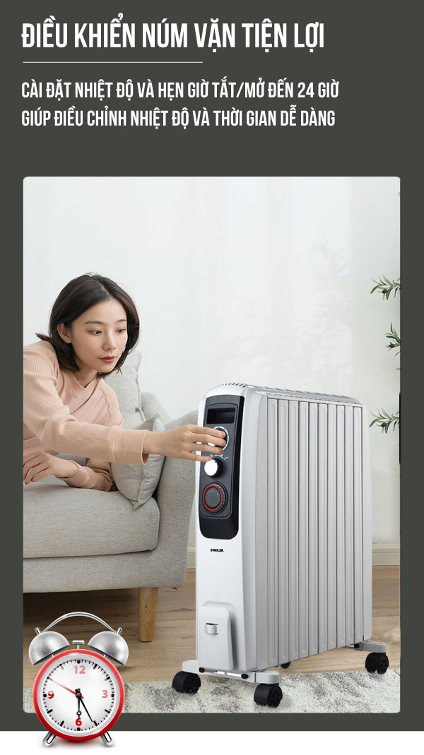 Máy sưởi dầu 10 thanh Roler RH-2118 (2500W,Vỏ bọc chống bỏng)