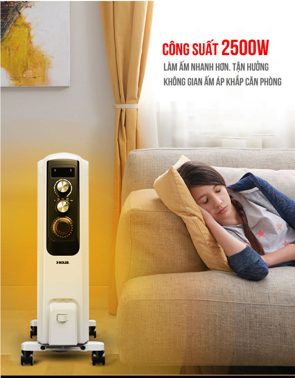 Máy sưởi dầu 10 thanh Roler RH-2118 (2500W,Vỏ bọc chống bỏng)