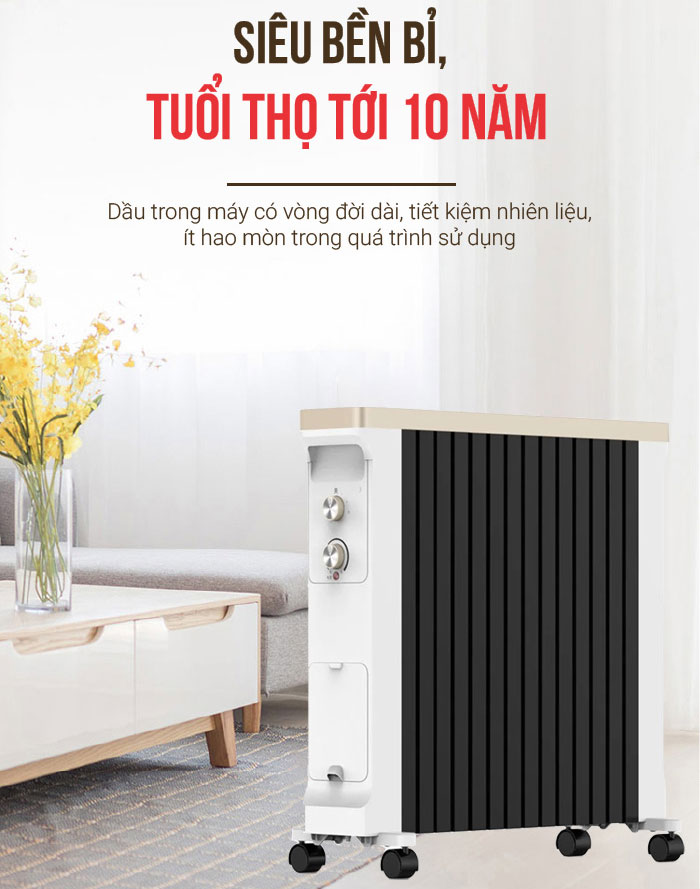 Máy sưởi dầu 14 thanh Roler RH-2120 (2500W, Có giá phơi và tạo ẩm)