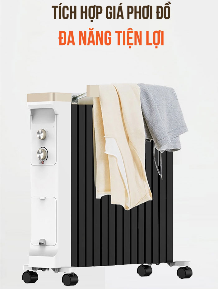 Máy sưởi dầu 14 thanh Roler RH-2120 (2500W, Có giá phơi và tạo ẩm)