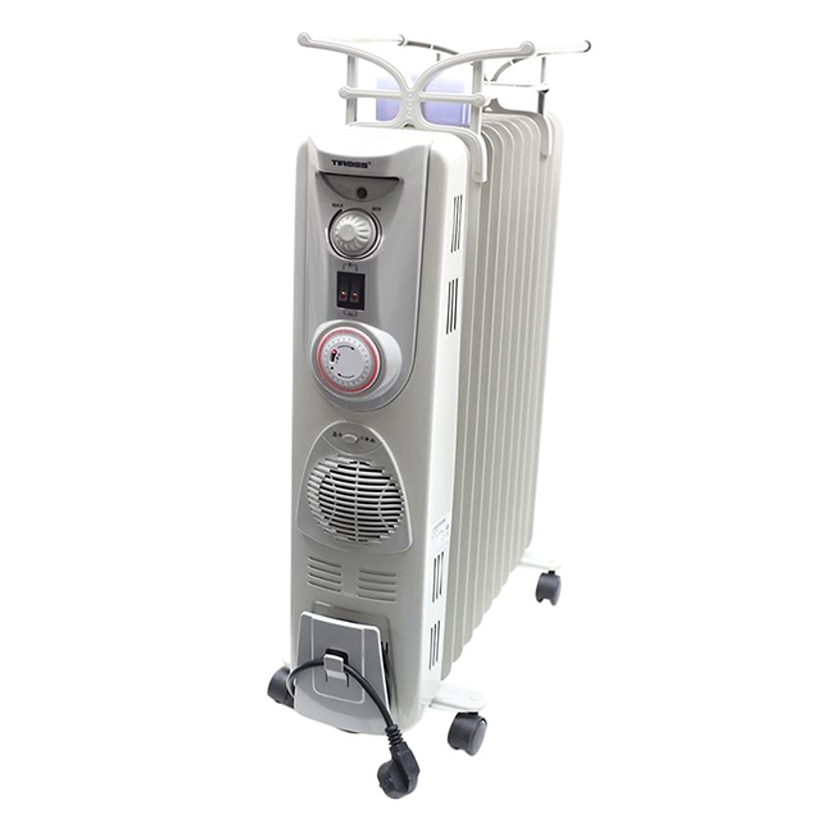 Máy sưởi dầu Tiross TS-920 11 thanh Quạt thổi, Có giá phơi, Hẹn giờ