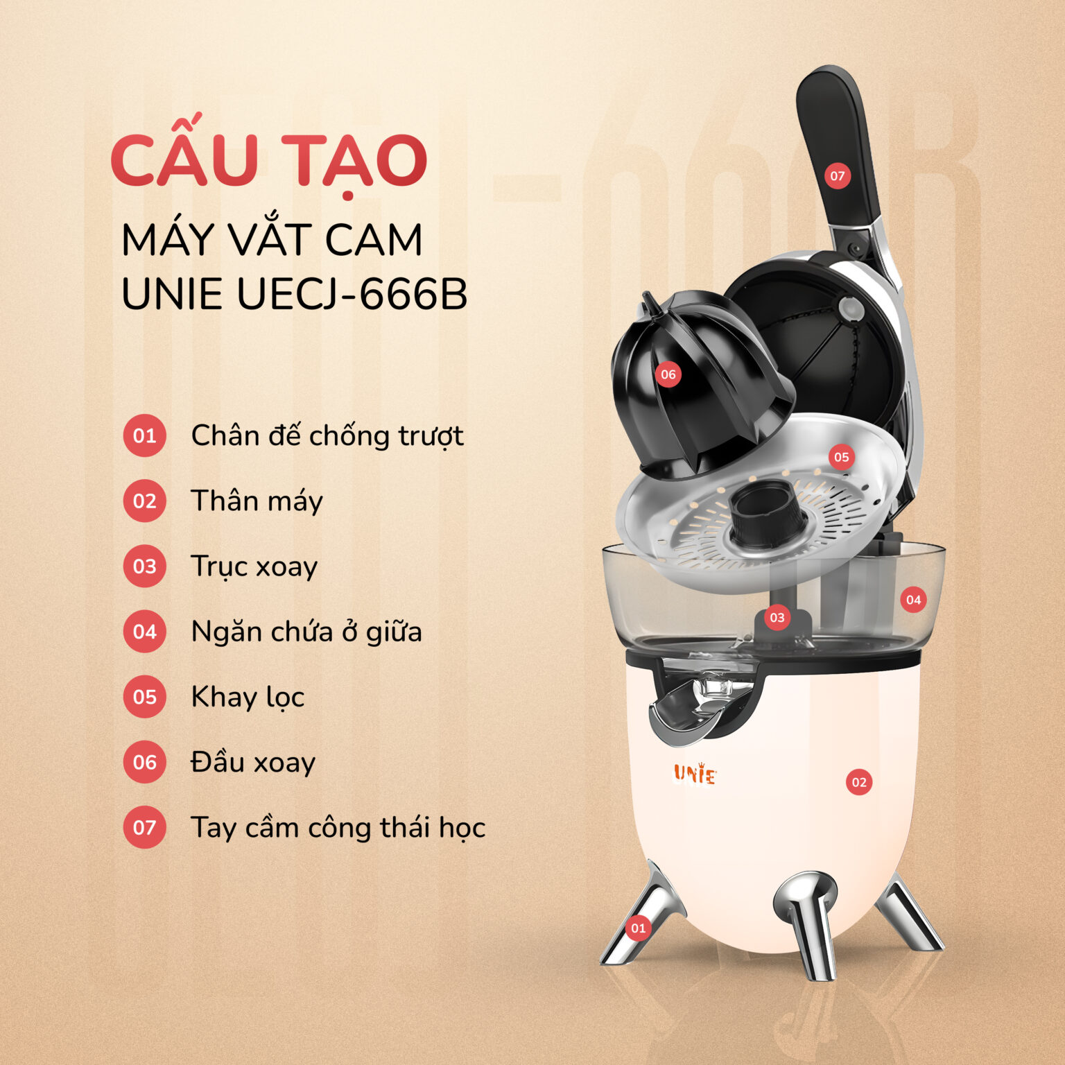 Máy vắt cam Unie UECJ-666B
