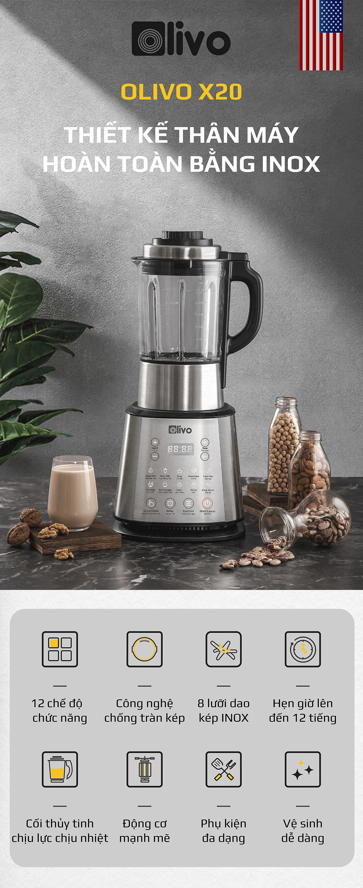 Máy xay nấu Olivo CB22 Pro