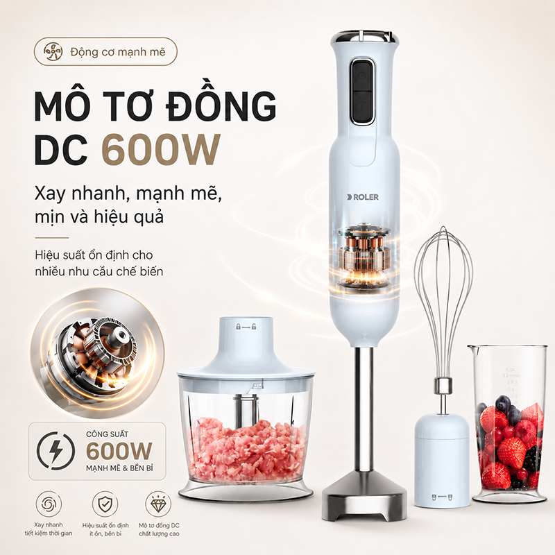 Máy xay sinh tố cầm tay Roler RH-4110PBE