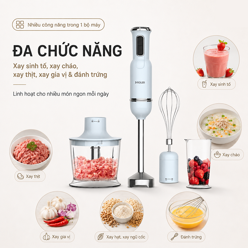 Máy xay sinh tố cầm tay Roler RH-4110PBE